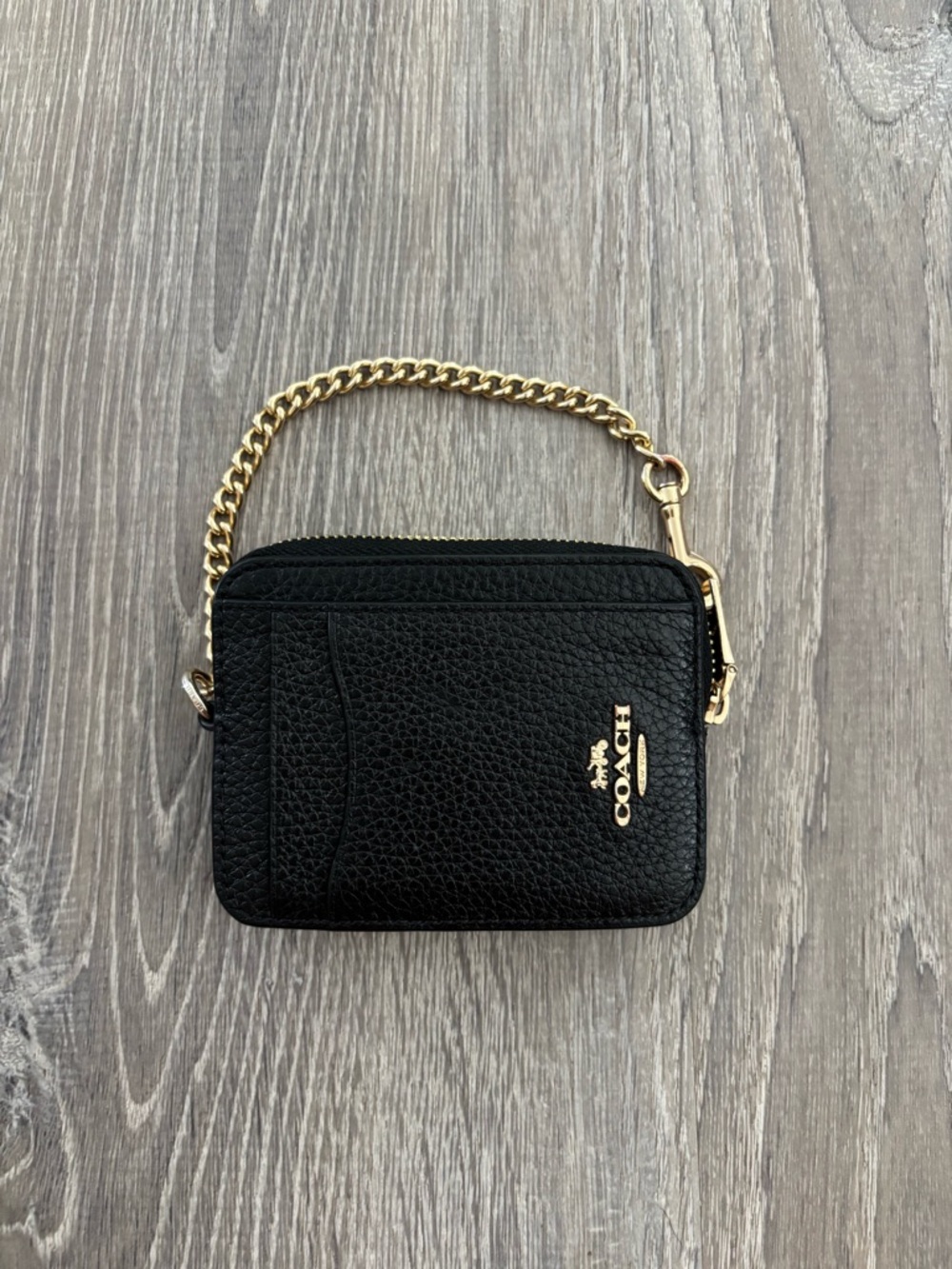 Coach Black Zip Card Case Wallet In Signature Canvas - Picture 2 of 9